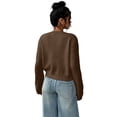 thumbnail image 4 of Cropped Cardigan Sweater Womens Lightweight Soft Knit Long Sleeve Crew Neck Button Down Dressy Cute Versatile Spring Fall Business Casual Work Travel Coffee S, 4 of 6