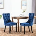thumbnail image 6 of Set of 4 Velvet Fabric Dining Chairs Luxury Tufted Back with Nailed Trim and Back Ring Pull Home Kitchen Dining Room Chairs Armless Accent Side Chairs Solid Rubber Wood Legs, 6 of 8