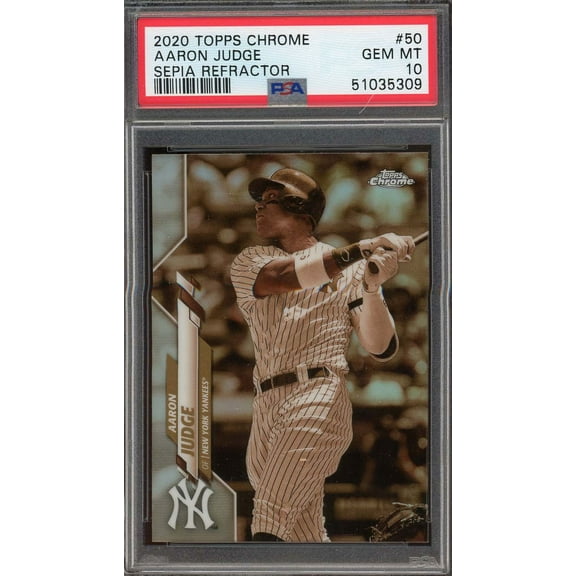 Aaron Judge 2020 Topps Chrome Sepia Refractor Baseball Card #50 Graded PSA 10