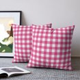 thumbnail image 2 of Pillow Covers 16x16 Set of 2, Peach Pink Checked Throw Pillow Covers Decorative Couch Cushion Cover, Farmhouse Buffalo Plaid Country Grid Microfiber Soft Pillowcases for Bedroom Living Room Sofa, 2 of 9