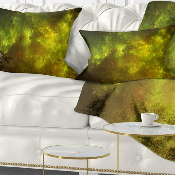 Designart Clear Golden Starry Fractal Sky - Abstract Throw Pillow - 12x20