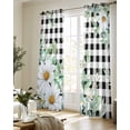 thumbnail image 5 of Spring Floral Sheer Curtains 84 Inch Length 2 Panels Set for Living Room/Bedroom, Daisy Eucalyptus Leaves Black White Plaid Kitchen Curtains Grommet Semi-Sheer Curtains Window Treatments 52"x84"x2, 5 of 7