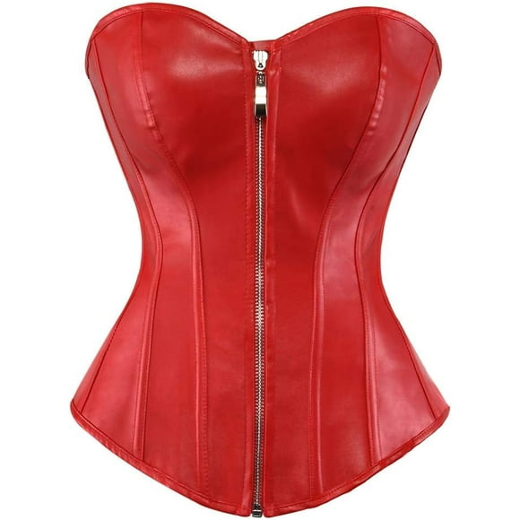 Women's Plus Size Leather Steampunk Corset Skirt Set Sexy Punk Rock Gothic Corset Dress