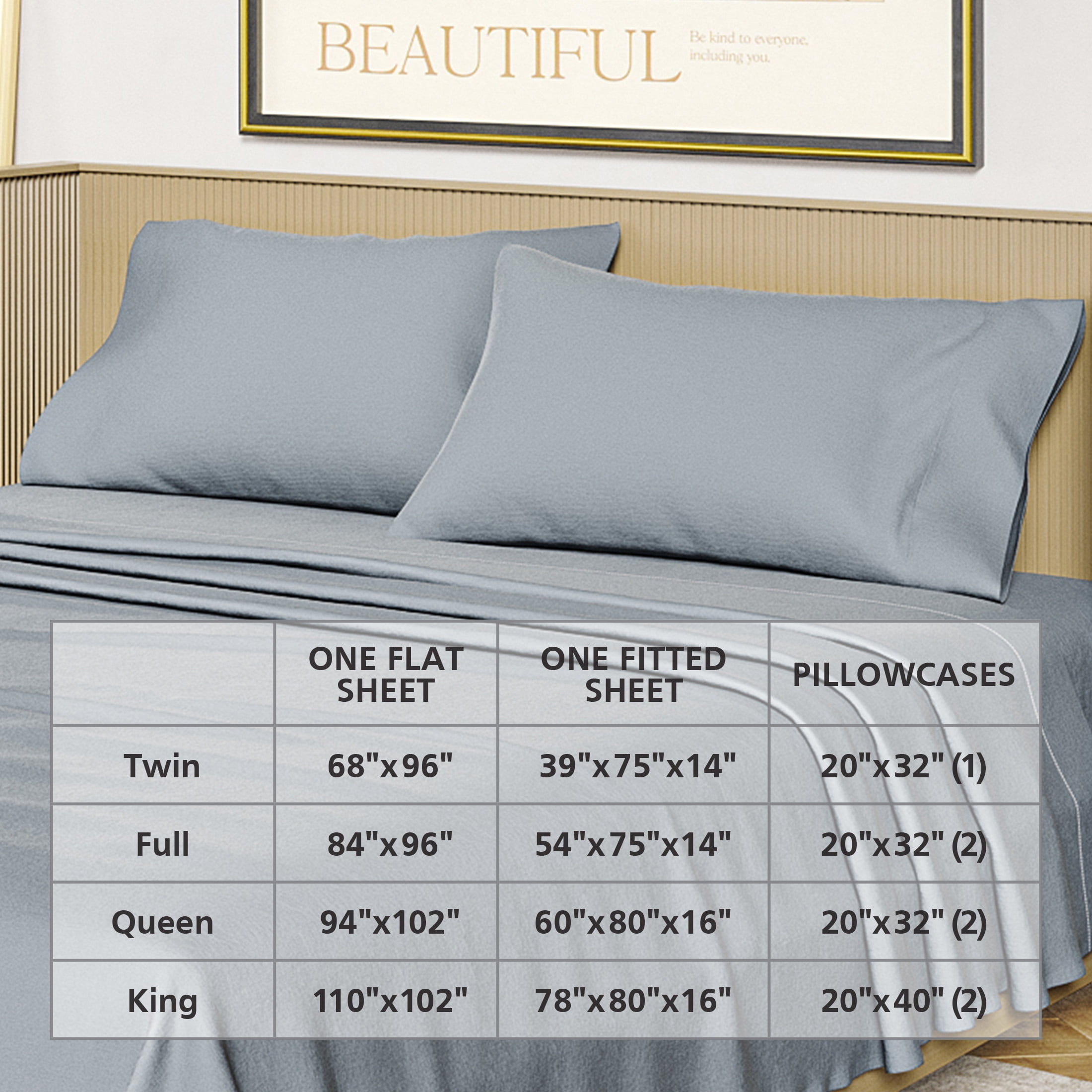 Beautiful Solid 4-Piece 100% Cotton Washed Percale Cornflower Blue Sheet Set, Queen by Drew Barrymore