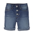thumbnail image 1 of Pantalones cortos midi de mezclilla The Children's Place para niñas de cintura alta, 1 of 5