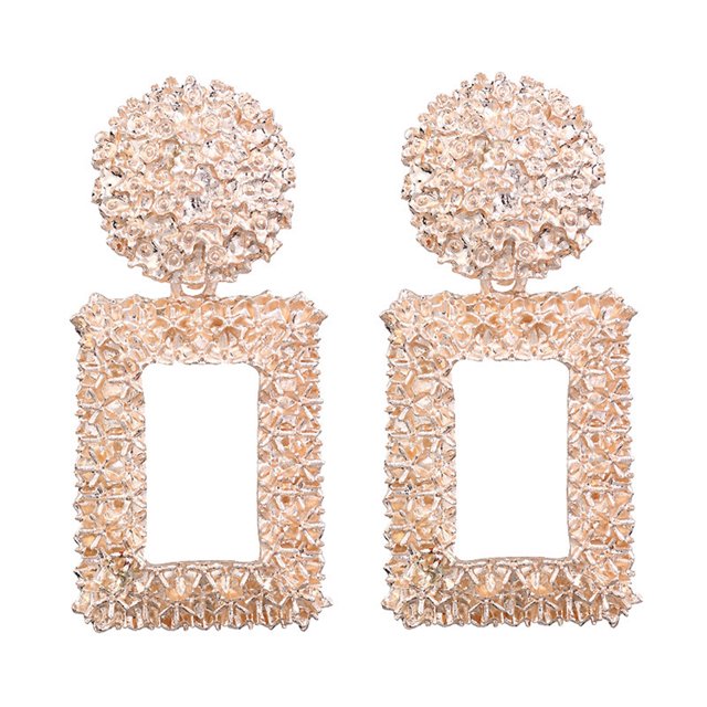 kurtrusly Women Geometric Shape Metal Earring Girl Exaggerated Sqaure Dangling Earring Solid Color Ear Drop Jewelries