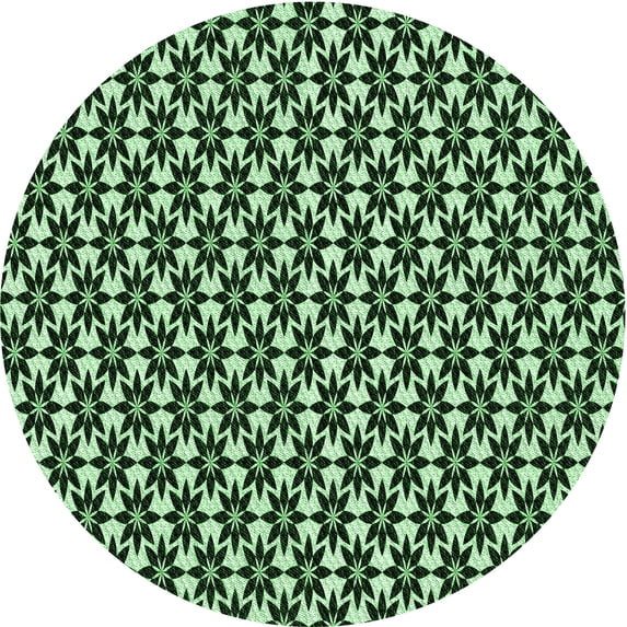 Ahgly Company Machine Washable Indoor Round Transitional Light Green Area Rugs, 8' Round