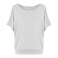 thumbnail image 2 of nochalofo White Boat Neck Leisure Plus Size Tops for Women, Batwing Sleeve Oversized T Shirt Loose Crew Top, 2 of 5