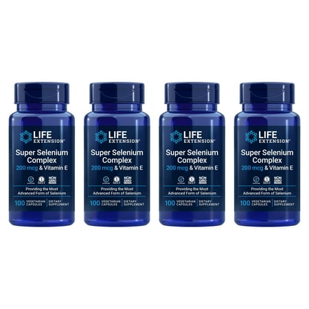 Life Extension Super Selenium Complex 200 mcg, Supports Body Against Oxidative Damage - 100 Count (4 Pack)