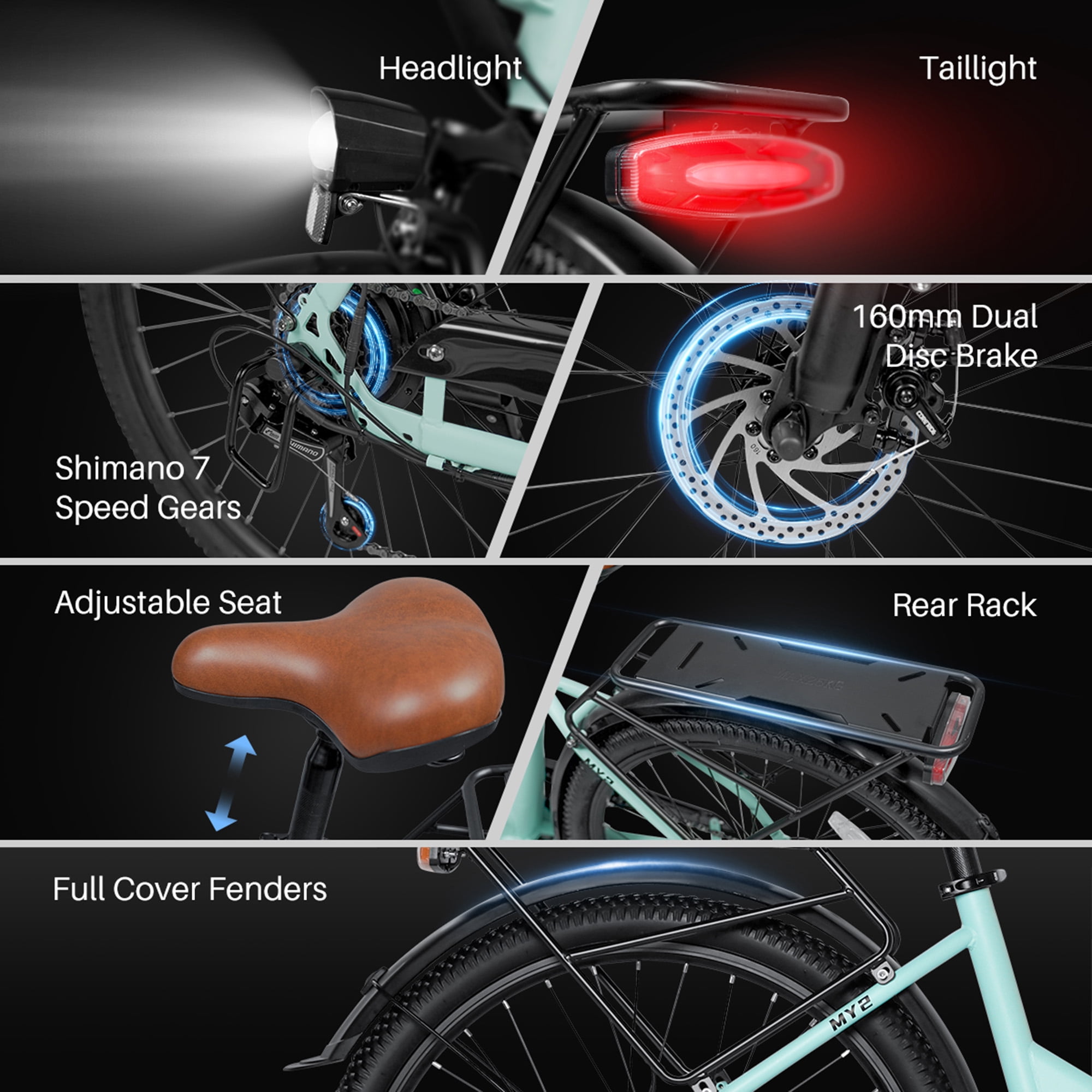 1500W Electric Bike for Adults,26" Electric Mountain Bike, 48V 15Ah Removable Battery, 28MPH, 7 Speed E Bike,E-bike UL2849, Blue