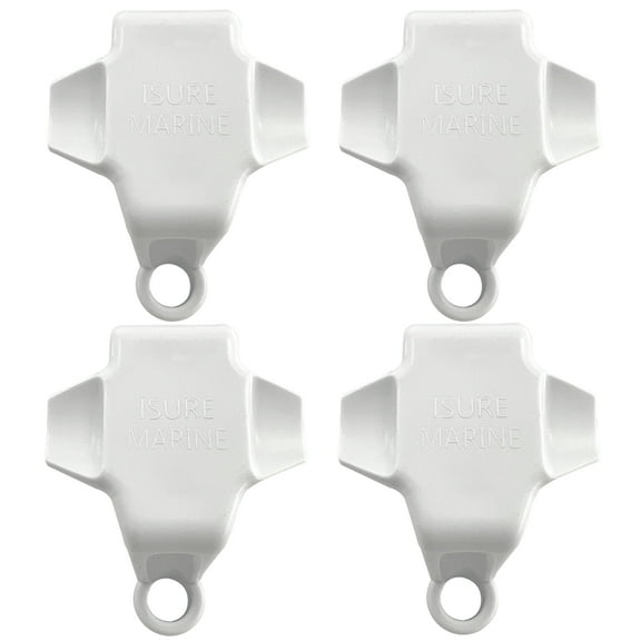 ISURE MARINE Square Rail Mount，Pontoon Boat Rail Fender Hanger/Adjuster Black/White 4Pcs