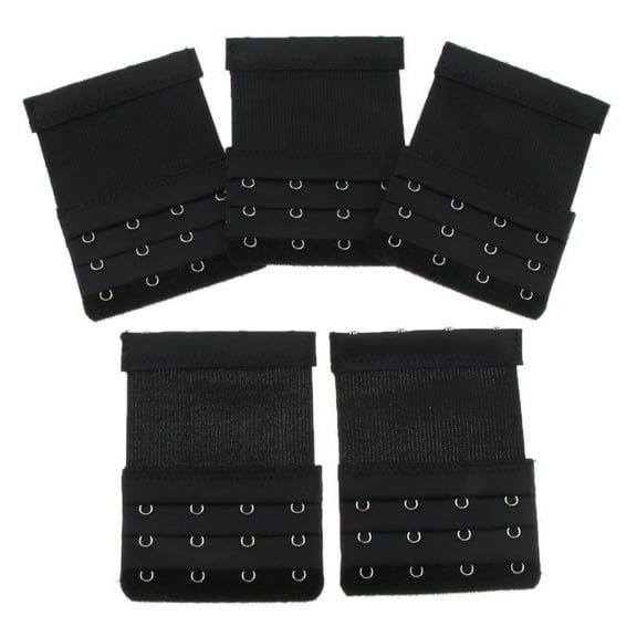 5Pc Extension 4 Hook Bra Band Extender Adjustable Bar Strap Replacement - Black, as described