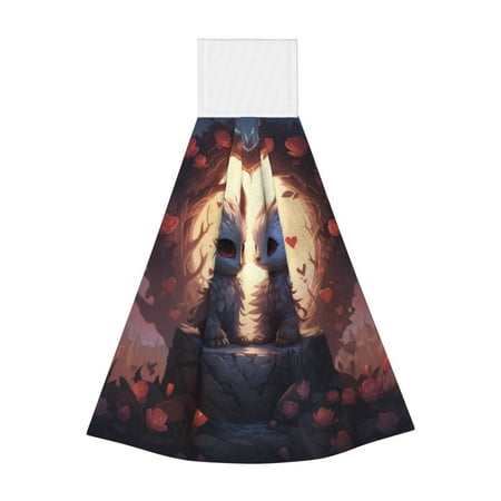 

Coaee Romantic Rose Animal Couple for Fast Absorbent Hanging Towels with Velcro for Kitchen Bathroom Laundryroom