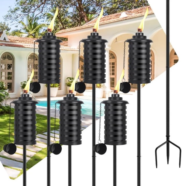 Antorcha metálica para exteriores ZSZMFH, 1500 ml, 150 cm, estaca de 3 puntas