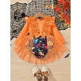 thumbnail image 4 of Miaouyo Infant Baby Girl Halloween Romper Dress 1 3 6 9 12 18 Months Long Sleeve O Neck Tulle Patchwork Romper with Headband, 4 of 9