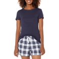 thumbnail image 1 of Amazon Essentials - Conjunto de camiseta corta de popelina para mujer, color azul marino, a cuadros, talla M, 1 of 4
