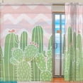 thumbnail image 2 of Coolnut 2PCS Sheer Curtains, 78"x55" Cute Cactus On Pink Wave Gauze Door and Window Voile Curtain Panels for Bedroom Living Room, 2 of 4