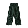 thumbnail image 4 of HUPOM Medieval Pants Training Pants Track Pants Mid Waist Rise Short Straight-Leg Green XS, 4 of 4
