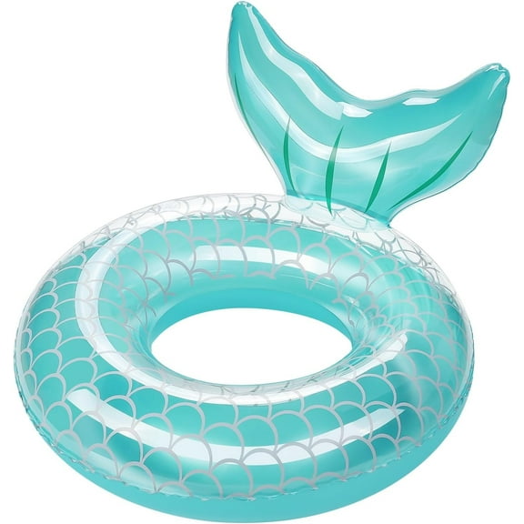 JEVKJDTIEA Swimming rings,Mermaid Pool Float, Mermaid Tail Shaped Pool Swimming Float Tube Ring Floatie, Summer Water Fun Beach Party Swimming Pool Toys, Blue