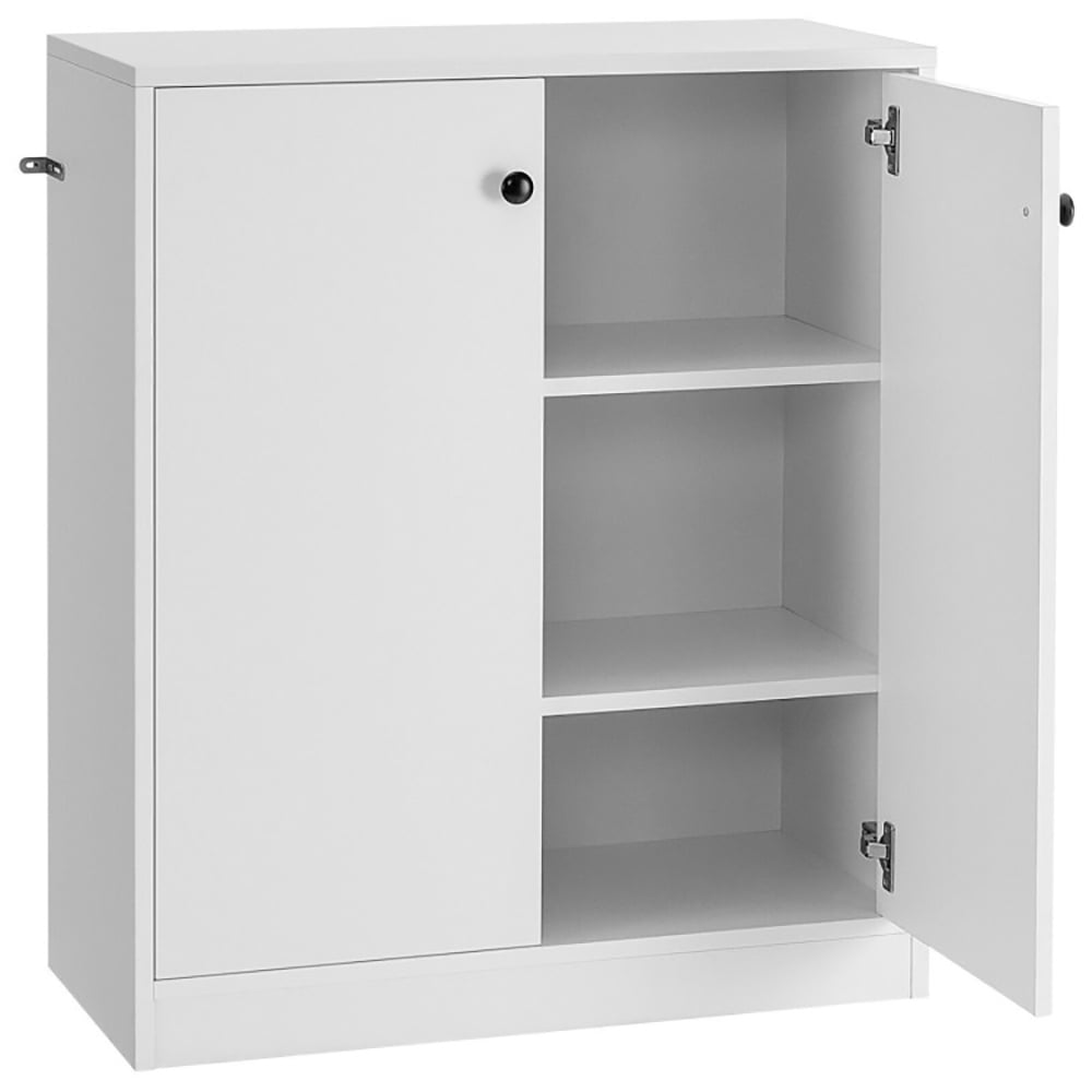 Finihen Storage Cabinet, Sideboard Storage Cabinet, 2 Door Storage Base Cabinet with 3-Tier Shelf, for Living Room, Bedroom, Entryway, White