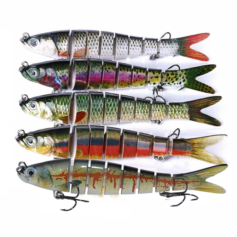 Fishing Lure Lifelike Multi-jointed Pike Muskie Crank Minnow Swimbait Crankbait Hard Bait Fish Treble Hook Tackle for Cords Bass Trout Salmon Tackle Freshwater Saltwater