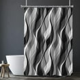 thumbnail image 3 of Black and White Shower Curtain for Bathroom Black and Gray Shower Curtain Fabric Modern Abstract Striped Minimalist Bath Curtains Waterproof Shower Curtains Set, Black Gray White, 72 x 72 Inch, 3 of 6
