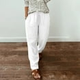 thumbnail image 2 of YUANGUANST Womens Dress Pants Cotton Linen Straight Leg Pants For Women Boho Summer Casual Loose Plus Size High Waist Trousers Beach Outfits Business Work Casual Pants, 2 of 4