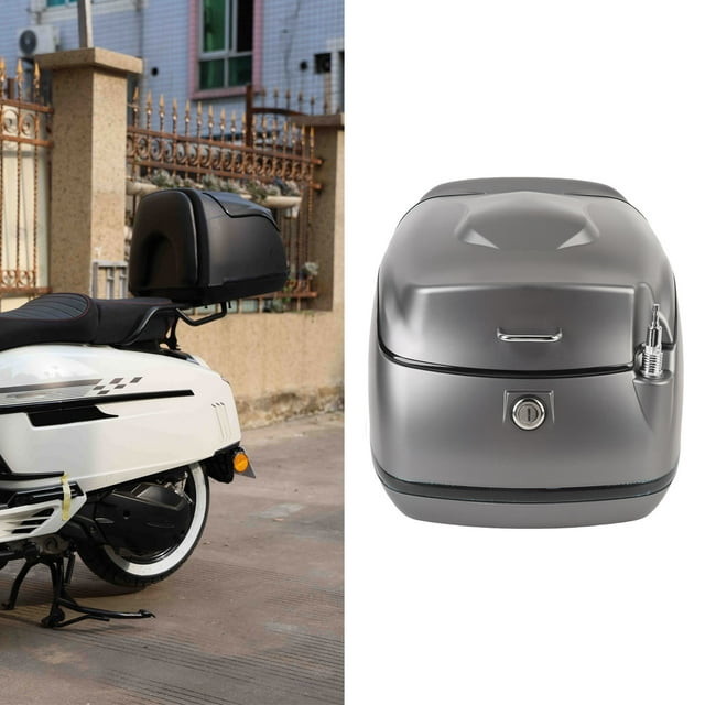 Case Superior De Motocicleta, Tronco De Scooter De Caja De Motocicleta 38 Litros Con Bloqueo, Caja De Almacenamiento De Scooter Estuche Universal Para Equipaje De Casco