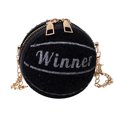 thumbnail image 4 of Bolsa bandolera con cadena de felpa de PU para mujer con forma de bola informal (negro) Ehuebsd Para Estrenar, 4 of 9