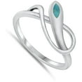 thumbnail image 4 of CHOOSE YOUR COLOR Snake Simulated Turquoise Ring .925 Sterling Silver Band Blue CZ Female Size 9, 4 of 4