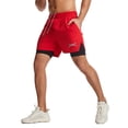 thumbnail image 4 of Men's Active Sweatpants with Inner Layer Athletic Running Shorts 2 in 1 Gym Workout Fitness Phone Pocket Drawstring Shorts, 4 of 8
