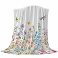 thumbnail image 6 of Wildflowers Blanket Soft Cozy Warm Twin Blanket for Bed, Plush Fuzzy Flannel Fleece Blankets for Sofa, Farmhouse Country Dragonfly Butterfly Floral Throw Blankets for Couch, Gifts for Men, 60"x80", 6 of 9