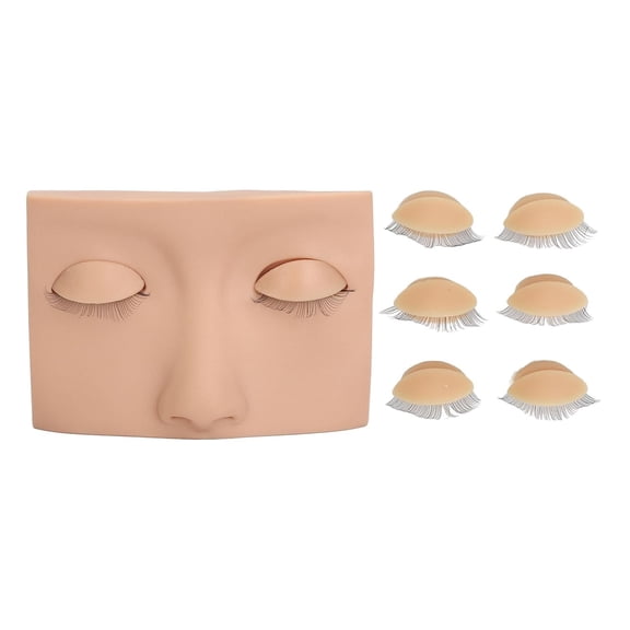 Lash Mannequin Head with Replaced Eyelids,Half Face Makeup Head Training with 3 Pairs Removable Single Layer Eyelids, Suitable for Lash Extension Practice (Skin Color)