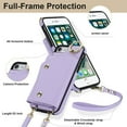 thumbnail image 5 of Phone Case for iPhone 7/8/SE 2020/2022 Wallet Cover with Screen Protector Ring Stand Card Holder Crossbody Strap Cell iPhone7 iPhone8 7s 8s i SE2020 SE2022 2/2nd/3/3rd Generation SE2 SE3 Women Purple, 5 of 13