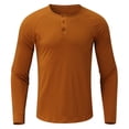 thumbnail image 3 of Outfmvch Hoodies for Men Long Color Round Solid Button Sleeve Pullover Neck Casual T Shirt Womens Tops Orange, 3 of 4