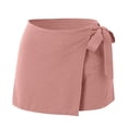 thumbnail image 4 of ZHOGXU Women Skirt Summer High Waist Lace Up Solid Color A Line Fashion Comfortable Skirt For Casual Daily Wear,Pink,L, 4 of 5