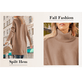 thumbnail image 4 of Women's Oversized Turtleneck Batwing Sleeve Spilt Casual Loose Knit Tunic Pullover Sweater Tops \ Fall Outfits, 4 of 6