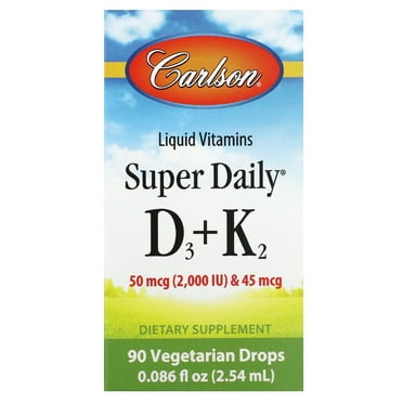 Carlson Super Daily D3   K2, 90 Vegetarian Drops, 0.086 fl oz (2.54 ml)