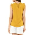 thumbnail image 3 of INSPIRE CHIC Women's Sleeveless Blouse Ruffled Pleated Wear-to-Work Chic Blouse XL Yellow, 3 of 7
