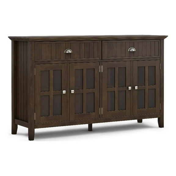 Pemberly Row Solid Wood & Pine 60x17" Sideboard Buffet in Brunette Brown