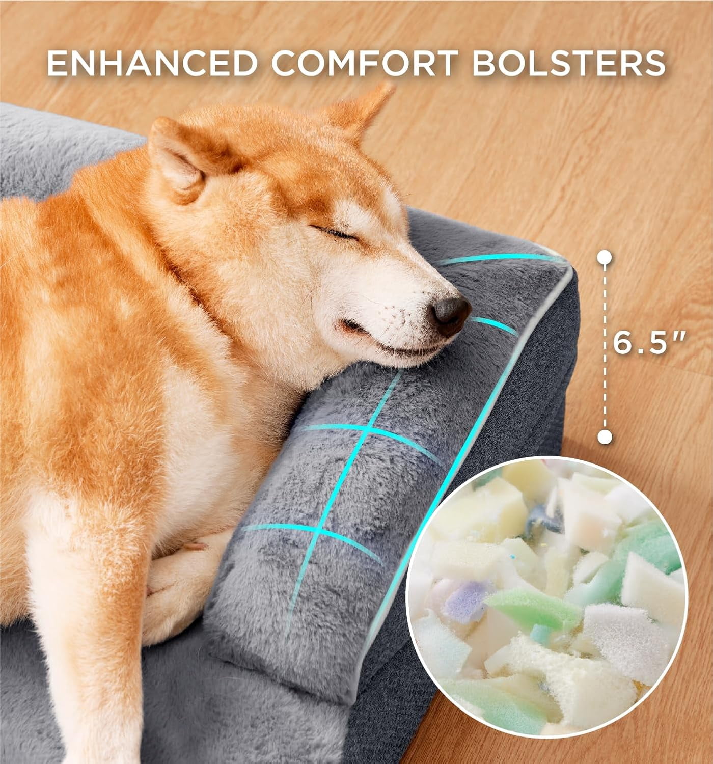 Orthopedic Dog Bed for Medium Large Dogs, Supportive Foam Medium Large Pet Bed Sofa with Washable Removable Cover, Waterproof Dog Couch Bed, Non-Slip Bottom and Egg-Crate Foam, Grey