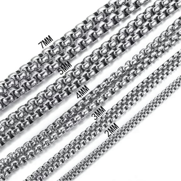 QQTDFG 2/3/4/5/7mm Fashion 316L Stainless Steel Rolo Link Chain Necklace for Women Men-Silver-2mm-40inch or 101cm