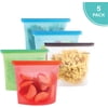 Reusable Silicone Food Storage Bags (5 x Medium) for Sandwich Snack Lunch Vegetable Fruit Sous Vide Liquid | Airtight BPA-Free Leakproof & Eco friendly Plastic Free Ziplock Bags by Homeries