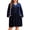 Dark Navy, variant on Women's Plus Size Velvet Textured Long Sleeve Dress with Decorative Button for Elegant Evening Look Ready for Event