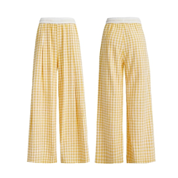 Ohufall 1-13Y Pants for Girls Kids Toddlers Plaid Elastic Waist Pants Straight Leg Sport Solid Color Pant