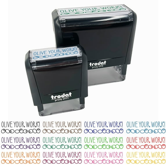 Olive I Love Your Work Teacher Student School Self-Inking Rubber Stamp Ink Stamper - Red Ink - Small 1-1/2 Inch