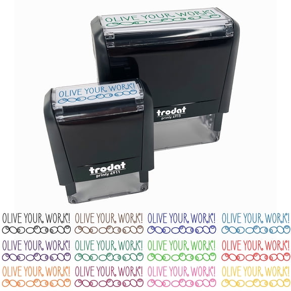 Olive I Love Your Work Teacher Student School Self-Inking Rubber Stamp Ink Stamper - Black Ink - Small 1-1/2 Inch