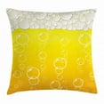 thumbnail image 1 of Abstract Throw Pillow Cushion Cover, Close up Bubbles and Beer Macro Alcohol Drink Refreshment Graphic Illustration, Decorative Square Accent Pillow Case, 24 X 24 Inches, Yellow White, by Ambesonne, 1 of 2