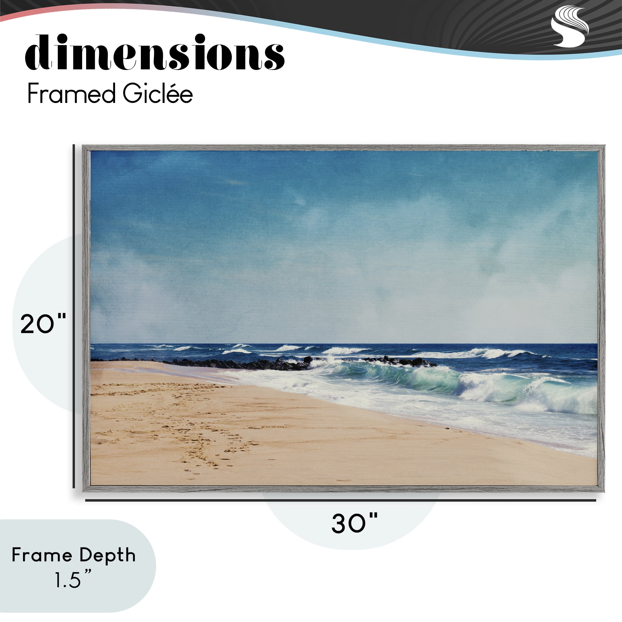 Stupell Industries Atlantic Waves Shoreline Gray Framed Giclee Art, design by Dirk Wüstenhagen