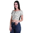 thumbnail image 3 of Moomaya Printed Boat Neck Womens Sexy Summer Tops Zip Front Viscose Crop Top, 3 of 5